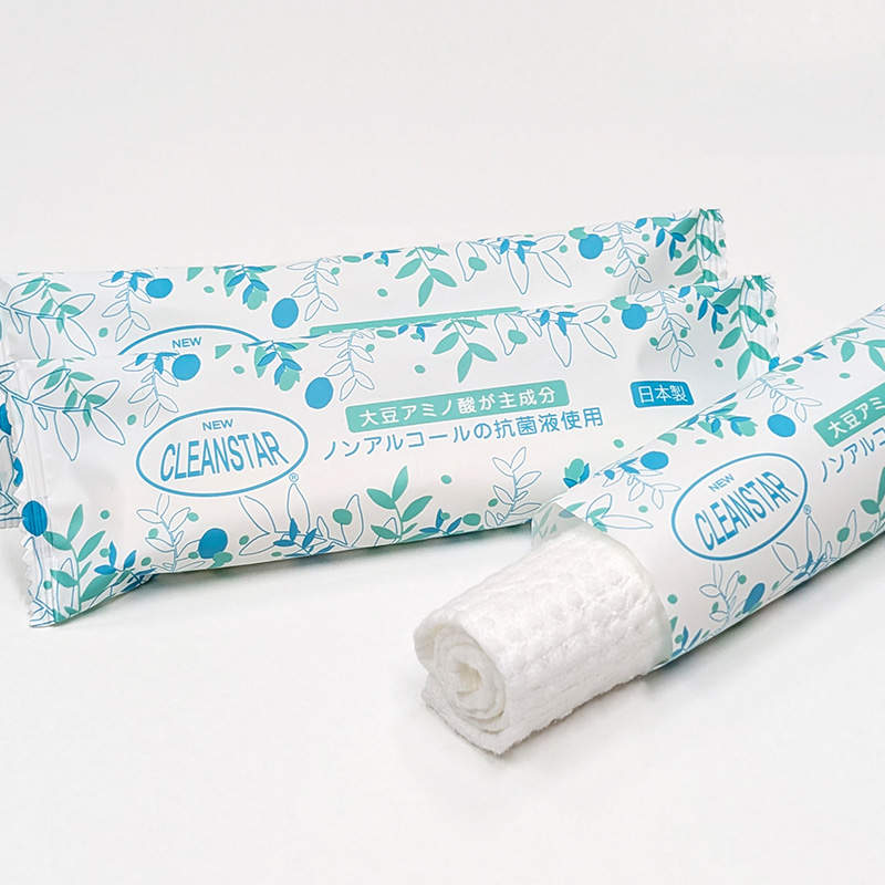 抗菌 使い捨て おしぼり 丸型 大判サイズ（w225×h250mm） 不織布 レーヨン ホワイト 日本製 抗ウイルス 除菌 消臭【お試し50本／600本】温冷可能 大判サイズ 厚手 エンボス加工 お手拭き 個包装 ウェットティッシュ ノンアルコール